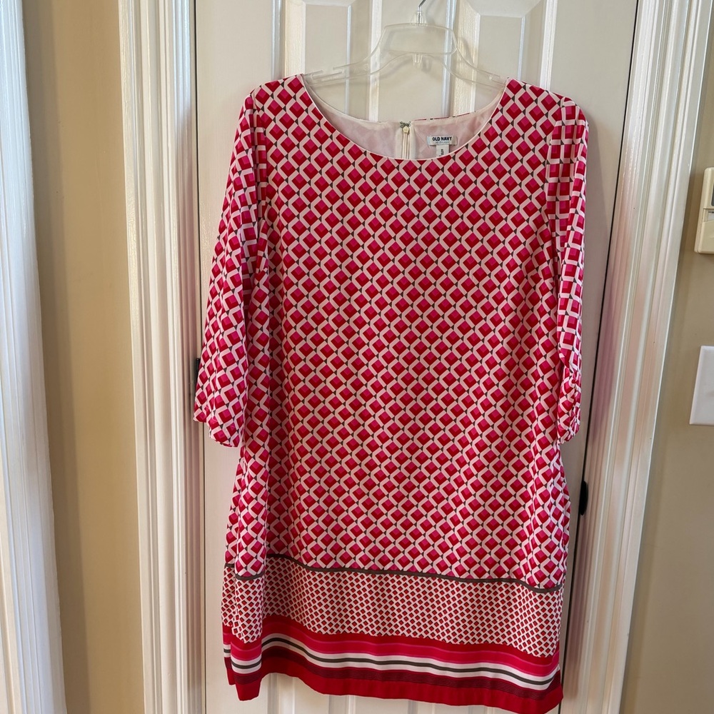 Pink and Red Geometric Dress Size XL
